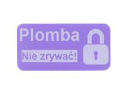 Przykład nadruku na plombach fioletowych 20mm x10mm