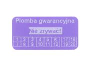 Przykład datownika na plombie purpurowy VOID