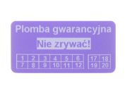 Datownik jako nadruk na plombie gwarancyjnej purpurowy VOID