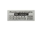Przykład nadruku na stickerach gwarancyjnych akrylit srebrny