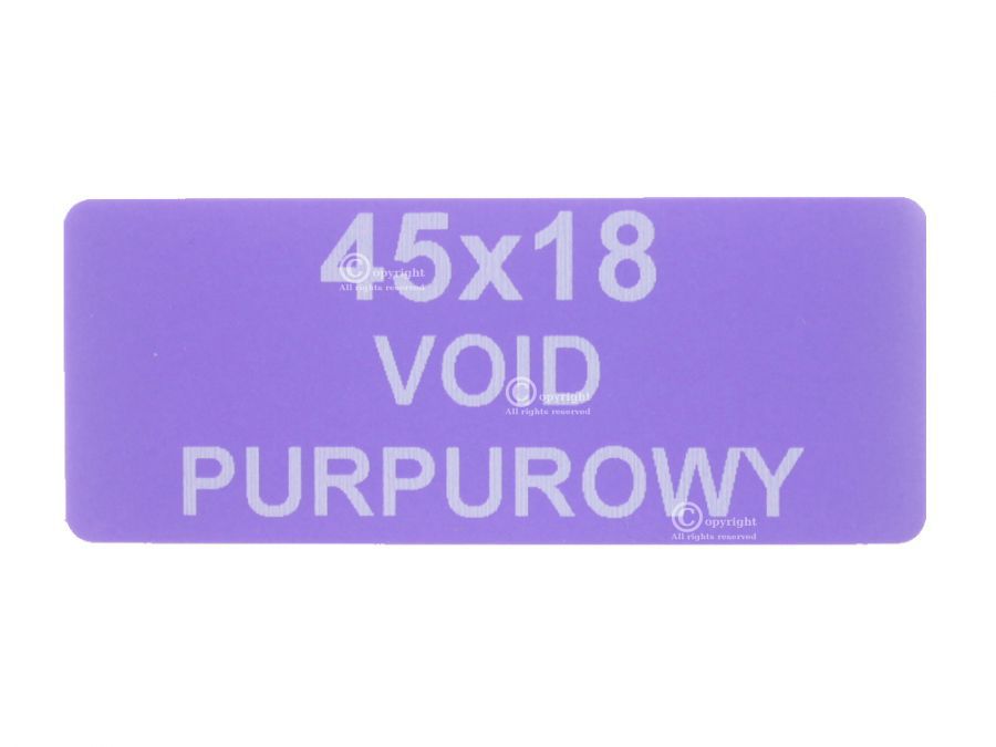 Etykiety zabezpieczające purpurowy VOID